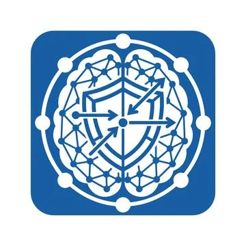 Brain shape shield with arrows icon representing artificial intelligence de.. Stock Illustration