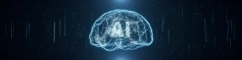 A brain-shaped AI intelligent technology-themed background is playing in a loop. Video stock 343358650