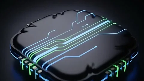 Brain Shaped AI Processor with Glowing Circuit Lines Stock Footage 317276015