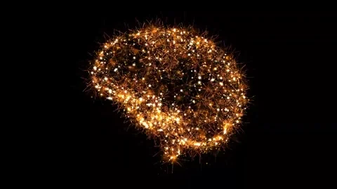 Brain-Shaped Fireworks Animation | Creative Intelligence Visual Effect Stock Footage 311310006