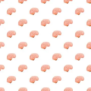 Brain shapes forming a seamless repeating pattern on a white background 库存插图