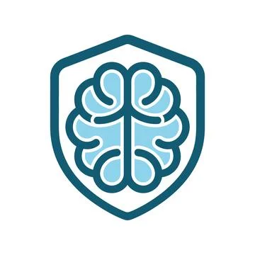 Brain Shield Icon Illustration Mental Health and Brain Protection Concept Illustrazione stock
