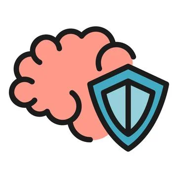 Brain shield icon vector flat Stock Illustration