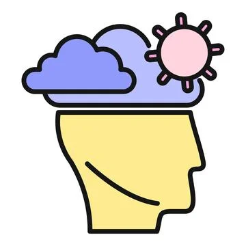 Brain showing cloud and sun representing mental state Stock Illustration
