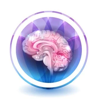 Brain sign treatment, round shape colorful overlay flower petals at the backg Stock Illustration