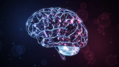 Brain Silhouette Red Blue Wire Network Loop Stock Footage 343248975