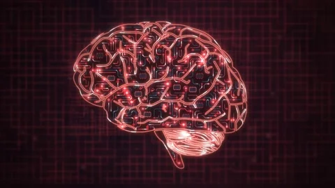 Brain Silhouette Red Neural Wire Network Loop 動画素材 343510692