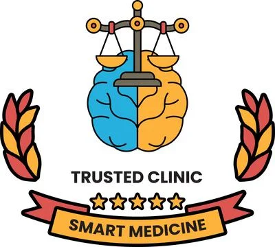 Brain sits below a balanced scale Stock Illustration