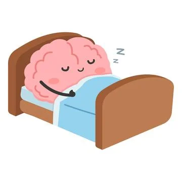 Brain Sleeping in Bed Illustration Stock Illustration