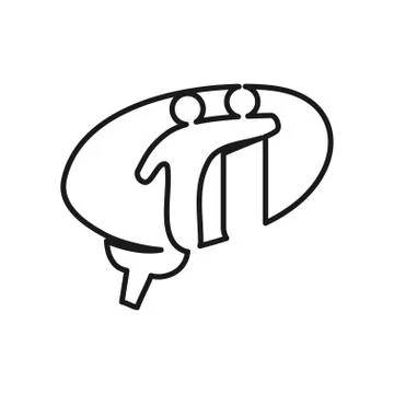 Brain smart Commitment Teamwork Together Outline Logo Stock Illustration