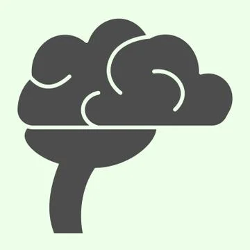 Brain solid icon. Detailed human head organ silhouette glyph style pictogram on Illustrazione stock