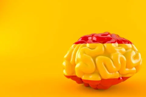 Brain with spanish flag Stock Illustration