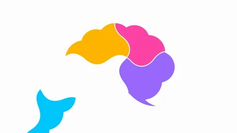 Brain split into four parts. Animation on white background. Video stock 128733879