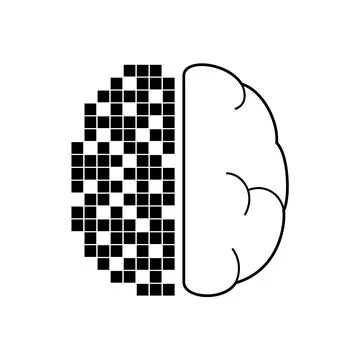 A brain is split into two halves, one half is black and the other half is white Stock Illustration
