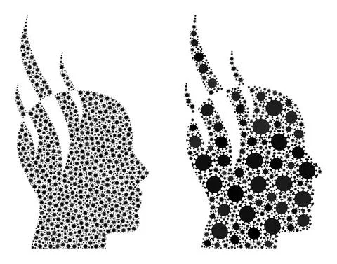 Brain Steam Icon - Mosaic with Covid-2019 Biological Hazard Infection Icons Illustration