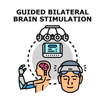 Brain stimulation treatment improving human mind health Stock Illustration