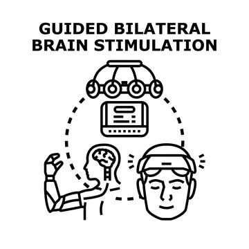 Brain stimulation treatment improving human mind health Illustrazione stock