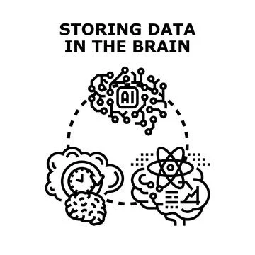 Brain storing data for artificial intelligence and memory Stock Illustration