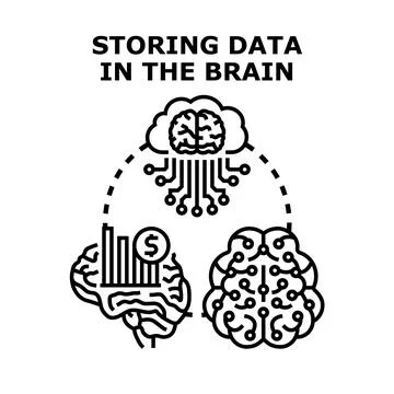 Brain storing data in cloud computing concept Stock Illustration