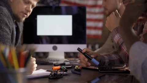 Brain Storm Of Multiracial Team Sitting In American Coworking Space Stock Footage 126123578