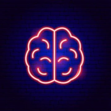 Brain Structure Neon Sign Stock Illustration