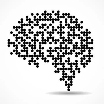 Brain in style qr code. Silhouette human brain with qr code. Technology con.. Ilustración de archivo