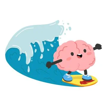 Brain Surfing on a Wave Stock Illustration