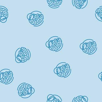 Brain surgery line seamless pattern Stock Illustration