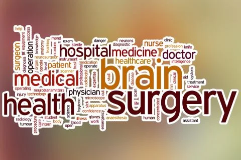 Brain surgery word cloud with abstract background Illustrazione stock