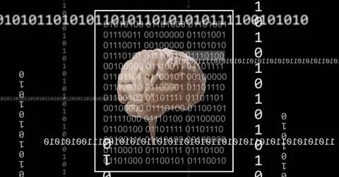 Brain surrounded by binary code, representing data processing and artificial Stock Photos