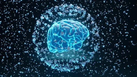 A Brain surrounded by particles Stock Footage 158613894