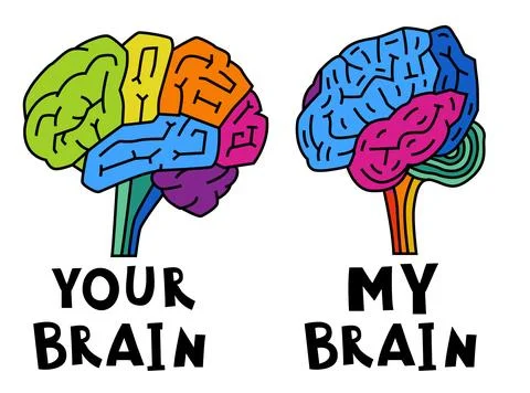 Brain symbol composed of a vibrant spectrum of colors. Stock Illustration