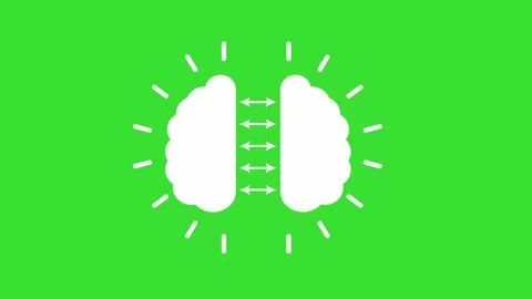 Brain Symbol Interactive UI Animation Green Screen Overlay 4K Video Stock Footage 339852852