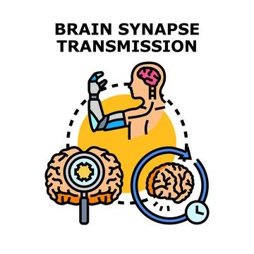 Brain synapse transmission with bionic technology connection Stock Illustration