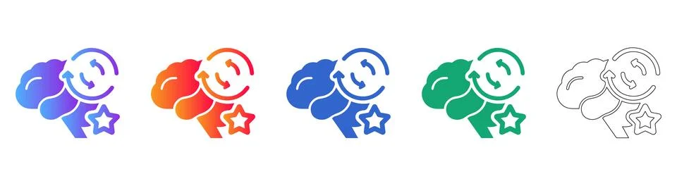 Brain Sync Refresh Icons Set Stock Illustration