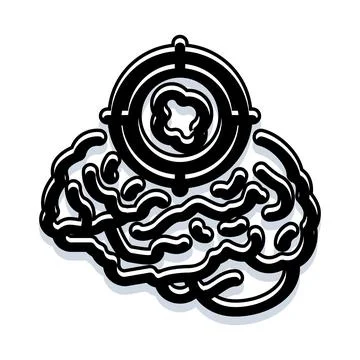 Brain with target aiming for tumor or problem Illustrazione stock