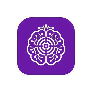 Brain targeting and neurological activity icon for focus. Stock Illustration