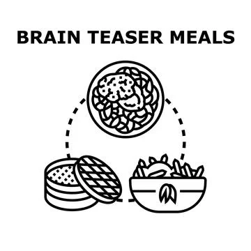 Brain teaser meals concept illustration Stock Illustration