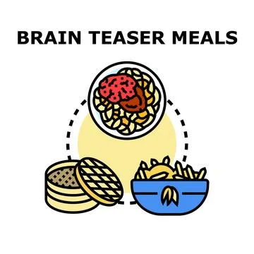 Brain teaser meals concept illustration Stock Illustration