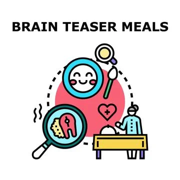 Brain teaser meals concept vector illustrating food puzzles Illustrazione stock
