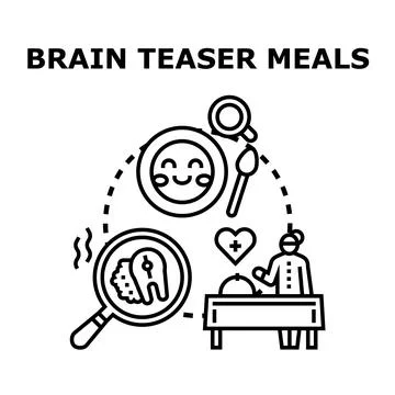 Brain teaser meals concept vector illustrating food puzzles Ilustración de archivo
