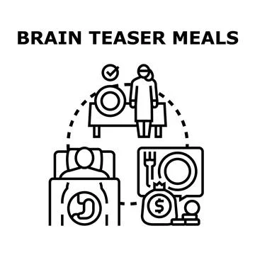 Brain teaser meals concept vector illustration Stock Illustration