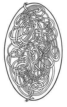 Brain-teaser oval shape vector labyrinth Stock Illustration