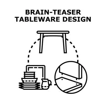 Brain teaser tableware design concept illustration 스톡 일러스트