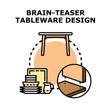 Brain teaser tableware design concept illustration 스톡 일러스트
