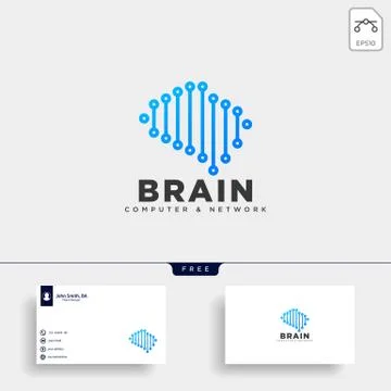 Brain tech digital logo template vector illustration icon element Stock Illustration