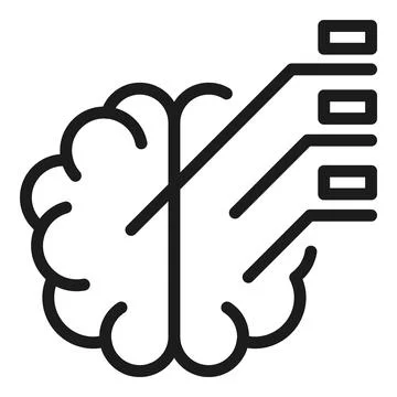 Brain tech icon outline vector. Human data Illustrazione stock