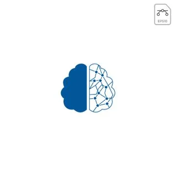 Brain tech logo icon vector isolated element Stock Illustration
