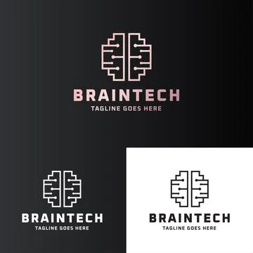Brain Tech Logo Illustrazione stock