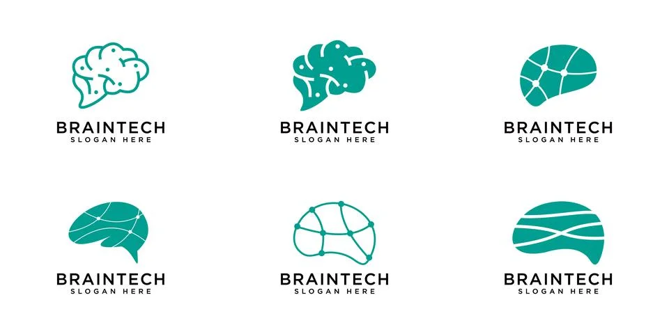 Brain tech logo vector design template Stock Illustration